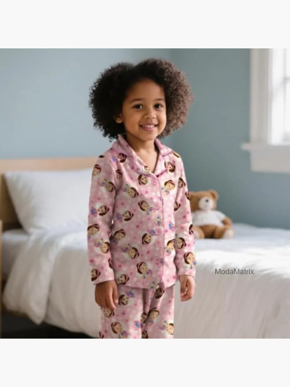 2pc Button Down Long Sleeve Pajama Set Toddler Pjs Sleepwear 12M-4T - Picture 2 of 6